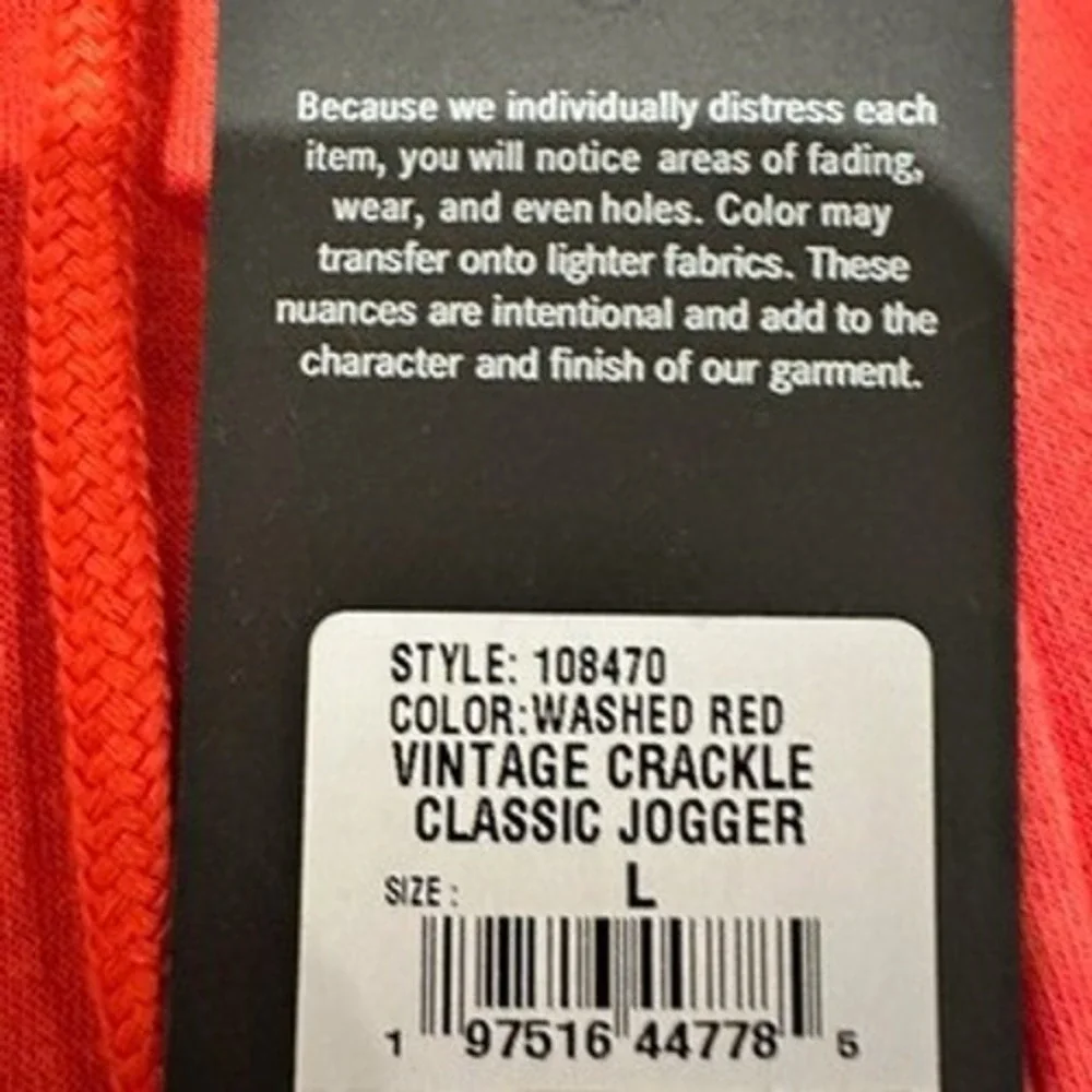 True Religion Mens Jogger Pants Large NWT Washed Red Crackle Buddha Sweatpants L